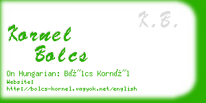 kornel bolcs business card